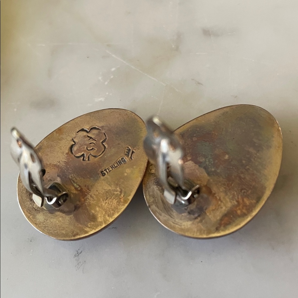 Native American Vintage Lapis Clip Earrings - Picture 9 of 12